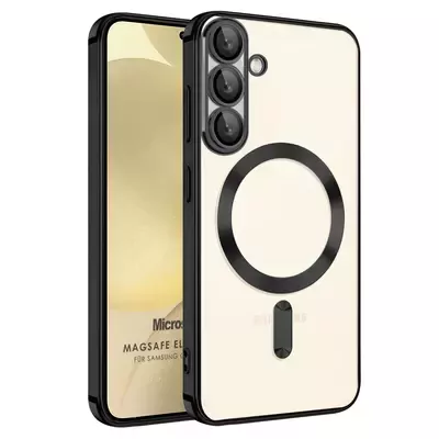 Microsonic Samsung Galaxy S25 Plus Kılıf MagSafe Luxury Electroplate Siyah