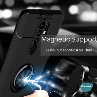 Microsonic Xiaomi Redmi 9 Kılıf Kickstand Ring Holder Kırmızı