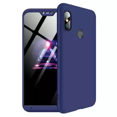 Microsonic Xiaomi Mi A2 Lite Kılıf Double Dip 360 Protective Lacivert