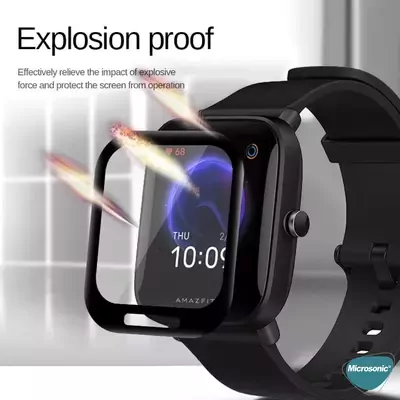 Microsonic Amazfit Bip U Tam Kaplayan Nano Cam Ekran Koruyucu Siyah