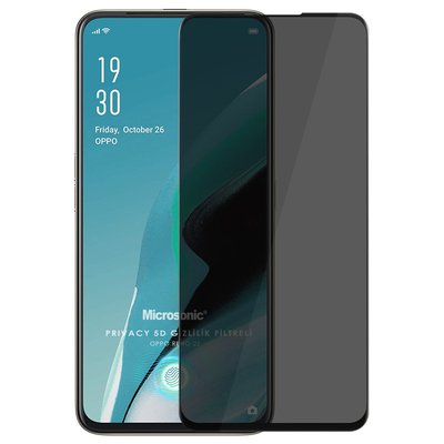 Microsonic Oppo Reno 2Z Invisible Privacy Kavisli Ekran Koruyucu Siyah