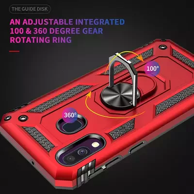 Microsonic Samsung Galaxy A40 Kılıf Military Ring Holder Kırmızı