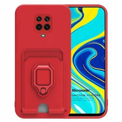 Microsonic Xiaomi Redmi Note 9 Pro Kılıf Multifunction Silicone Kırmızı