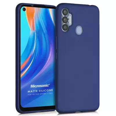 Microsonic Matte Silicone Tecno Spark 7 Pro Kılıf Lacivert