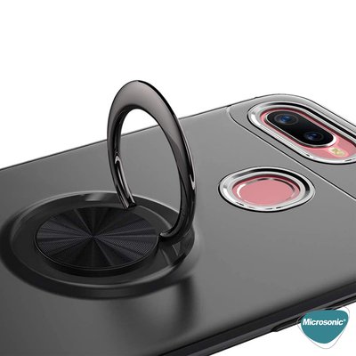 Microsonic Oppo A5S Kılıf Kickstand Ring Holder Lacivert