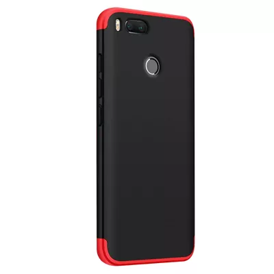 Microsonic Xiaomi Mi A1 Kılıf Double Dip 360 Protective Siyah Kırmızı