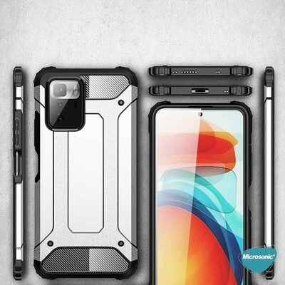 Microsonic Xiaomi Poco X3 GT Kılıf Rugged Armor Gümüş