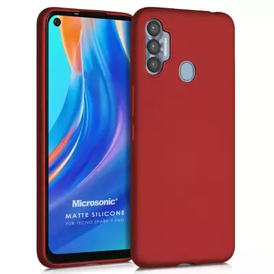 Microsonic Matte Silicone Tecno Spark 7 Pro Kılıf Kırmızı