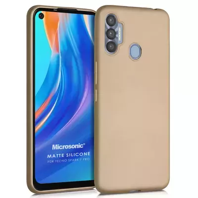 Microsonic Matte Silicone Tecno Spark 7 Pro Kılıf Gold