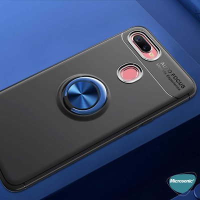 Microsonic Oppo A5S Kılıf Kickstand Ring Holder Siyah