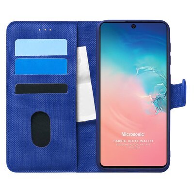 Microsonic Samsung Galaxy A91 Kılıf Fabric Book Wallet Lacivert