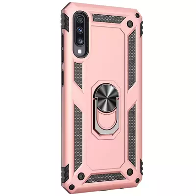 Microsonic Samsung Galaxy A30s Kılıf Military Ring Holder Rose Gold