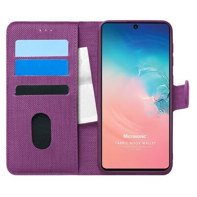 Microsonic Samsung Galaxy A91 Kılıf Fabric Book Wallet Mor