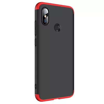 Microsonic Xiaomi Mi 8 SE Kılıf Double Dip 360 Protective Siyah Kırmızı