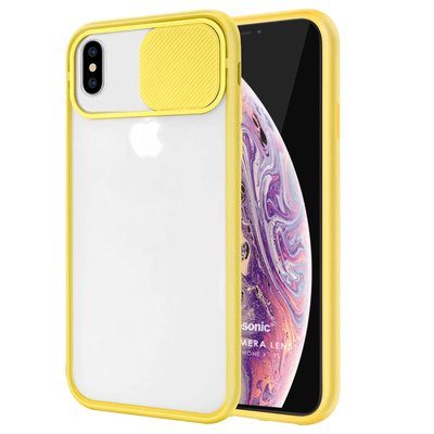 Microsonic Apple iPhone X Kılıf Slide Camera Lens Protection Sarı