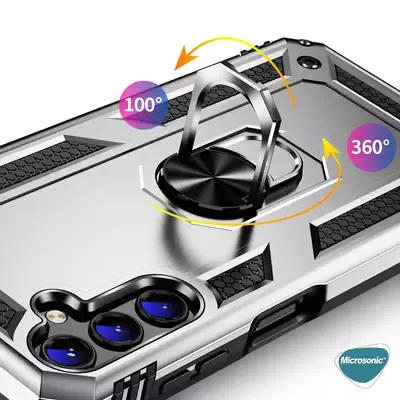 Microsonic Samsung Galaxy S25 Plus Kılıf Military Ring Holder Kırmızı