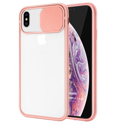 Microsonic Apple iPhone X Kılıf Slide Camera Lens Protection Pembe