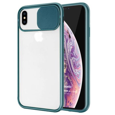 Microsonic Apple iPhone X Kılıf Slide Camera Lens Protection Koyu Yeşil