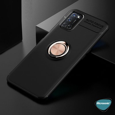 Microsonic Oppo A72 Kılıf Kickstand Ring Holder Kırmızı