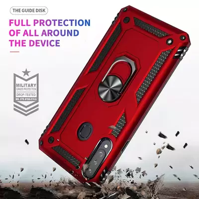 Microsonic Samsung Galaxy A20s Kılıf Military Ring Holder Gümüş