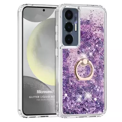 Microsonic TECNO Pova 3 Kılıf Glitter Liquid Holder Mor