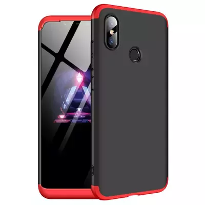 Microsonic Xiaomi Mi 8 Kılıf Double Dip 360 Protective Siyah Kırmızı