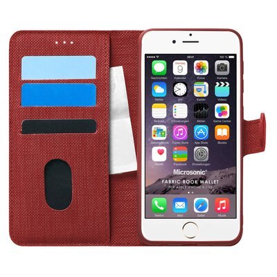 Microsonic Apple iPhone 6 Kılıf Fabric Book Wallet Kırmızı