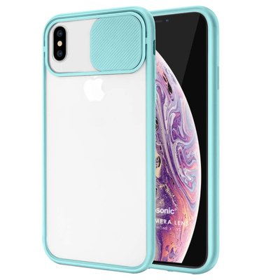 Microsonic Apple iPhone XS Kılıf Slide Camera Lens Protection Turkuaz