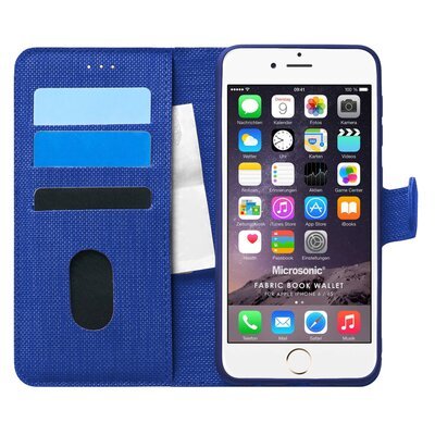 Microsonic Apple iPhone 6 Kılıf Fabric Book Wallet Lacivert