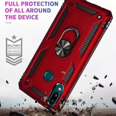 Microsonic Samsung Galaxy A10s Kılıf Military Ring Holder Siyah