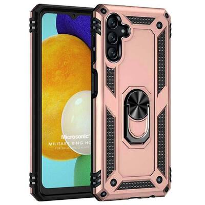 Microsonic Samsung Galaxy A13 Kılıf Military Ring Holder Rose Gold