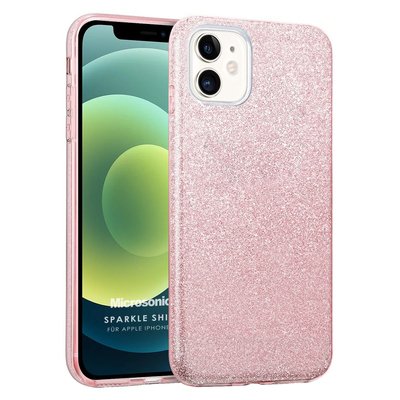 Microsonic Apple iPhone 12 Kılıf Sparkle Shiny Rose Gold