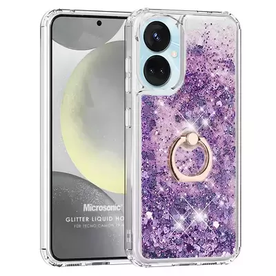 Microsonic TECNO Camon 19 Neo Kılıf Glitter Liquid Holder Mor