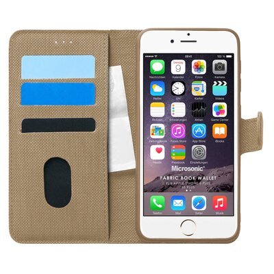 Microsonic Apple iPhone 6 Plus Kılıf Fabric Book Wallet Gold