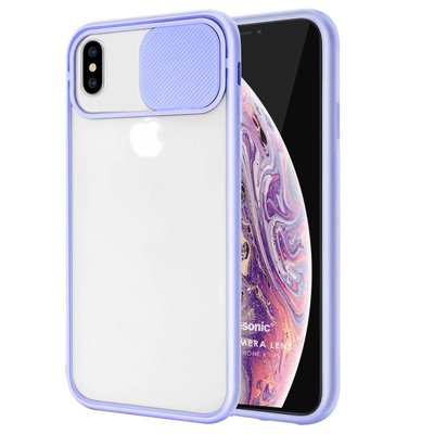 Microsonic Apple iPhone XS Kılıf Slide Camera Lens Protection Lila