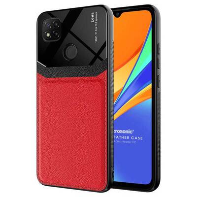 Microsonic Xiaomi Redmi 9C Kılıf Uniq Leather Kırmızı