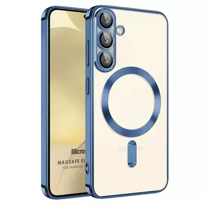 Microsonic Samsung Galaxy S25 Plus Kılıf MagSafe Luxury Electroplate Mavi