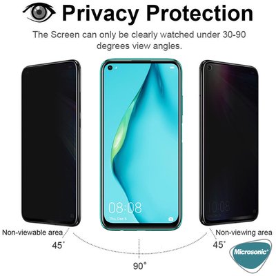 Microsonic Huawei P40 Lite Invisible Privacy Kavisli Ekran Koruyucu Siyah