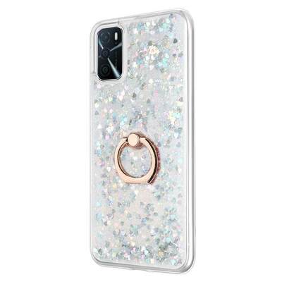 Microsonic Oppo A16 Kılıf Glitter Liquid Holder Gümüş