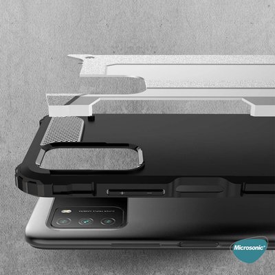 Microsonic Xiaomi Poco M3 Kılıf Rugged Armor Gümüş