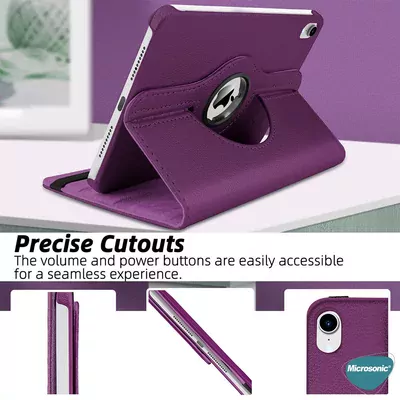 Microsonic Apple iPad Mini 7 Kılıf (A2993-A2995) 360 Rotating Stand Deri Mavi