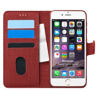 Microsonic Apple iPhone 6 Plus Kılıf Fabric Book Wallet Kırmızı