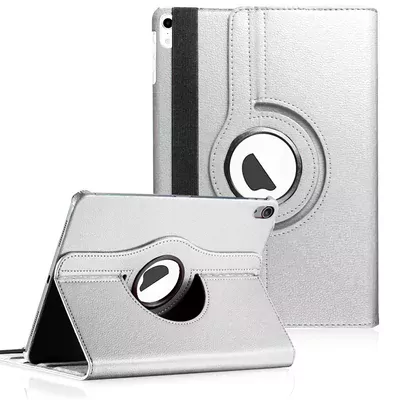 Microsonic Apple iPad Mini 7 Kılıf (A2993-A2995) 360 Rotating Stand Deri Gümüş
