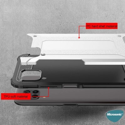 Microsonic Huawei P40 Lite Kılıf Rugged Armor Gümüş