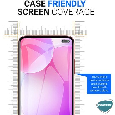 Microsonic Xiaomi Redmi K30 Kavisli Temperli Cam Ekran Koruyucu Film Siyah
