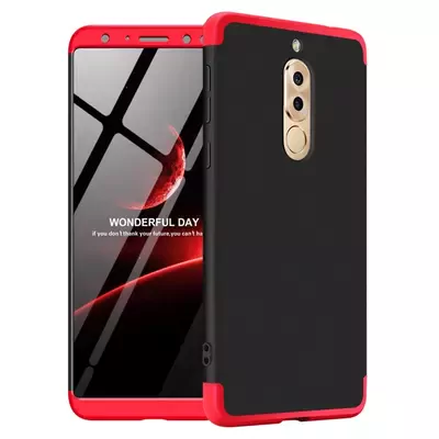 Microsonic Huawei Mate 10 Lite Kılıf Double Dip 360 Protective Siyah Kırmızı