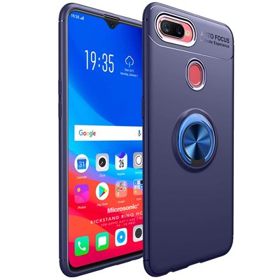 Microsonic Oppo F9 / F9 Pro Kılıf Kickstand Ring Holder Lacivert