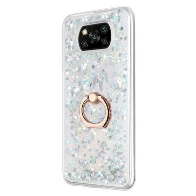 Microsonic Xiaomi Poco X3 Pro Kılıf Glitter Liquid Holder Gümüş