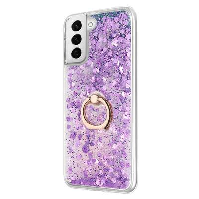 Microsonic Samsung Galaxy S21 FE Kılıf Glitter Liquid Holder Mor