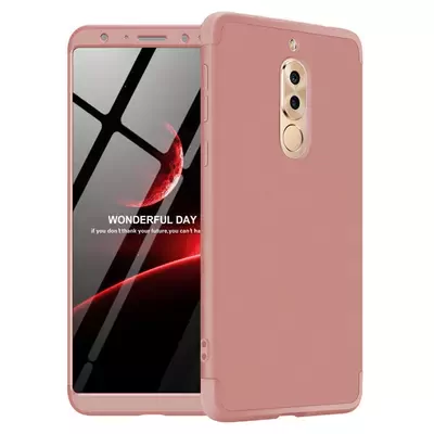 Microsonic Huawei Mate 10 Lite Kılıf Double Dip 360 Protective Rose Gold